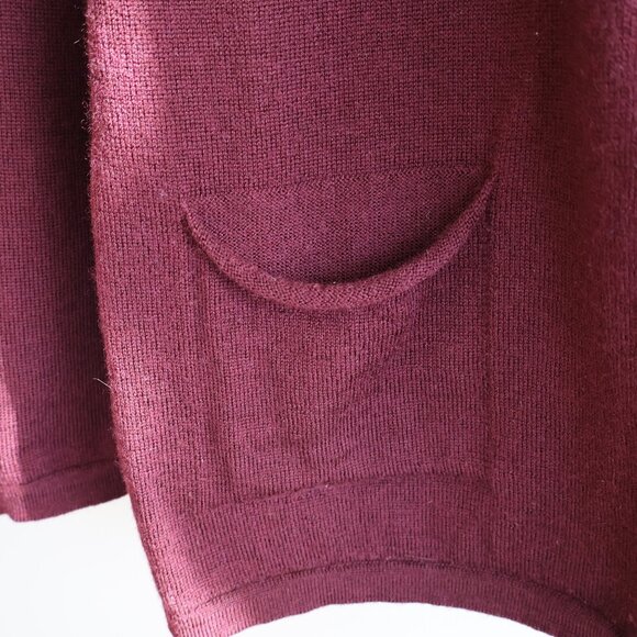 100% Merino Wool Cardigan - Size S/M - Button Up Sweater With Pockets - Plum - Picture 10 of 10
